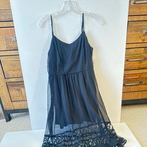 Black Strapped Lace Slip Dress